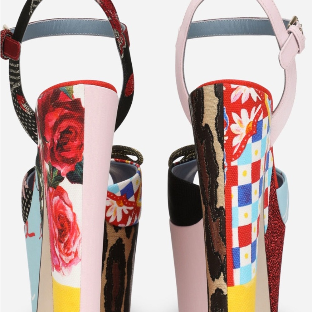 Dolce & Gabbana Patchwork Floral Platform Heels 36 - Picture 4 of 17